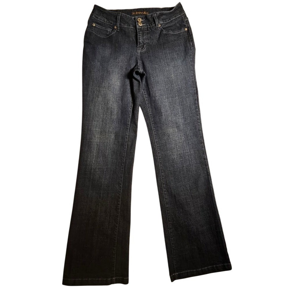 St. Johns Bay Womens Bootcut Jeans Dark Wash Double Button Size 10 Average   801
